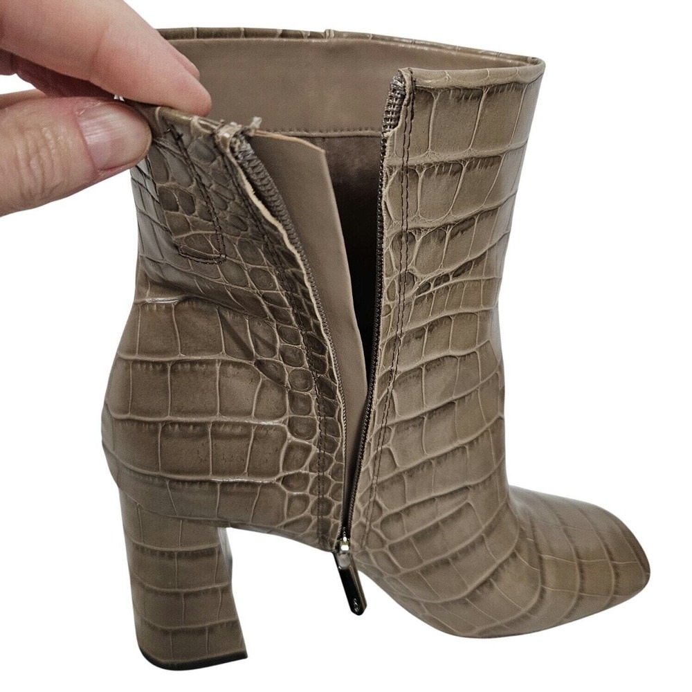 Sam Edelman Codie Ankle Boot Women 11 Taupe Grey Croc Embossed Block Heel Bootie - Picture 8 of 10